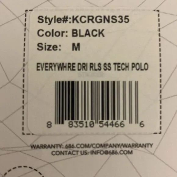 686 Men’s Everywhere Tech Polo Black Polo Shirt Size-Medium - Picture 13 of 13